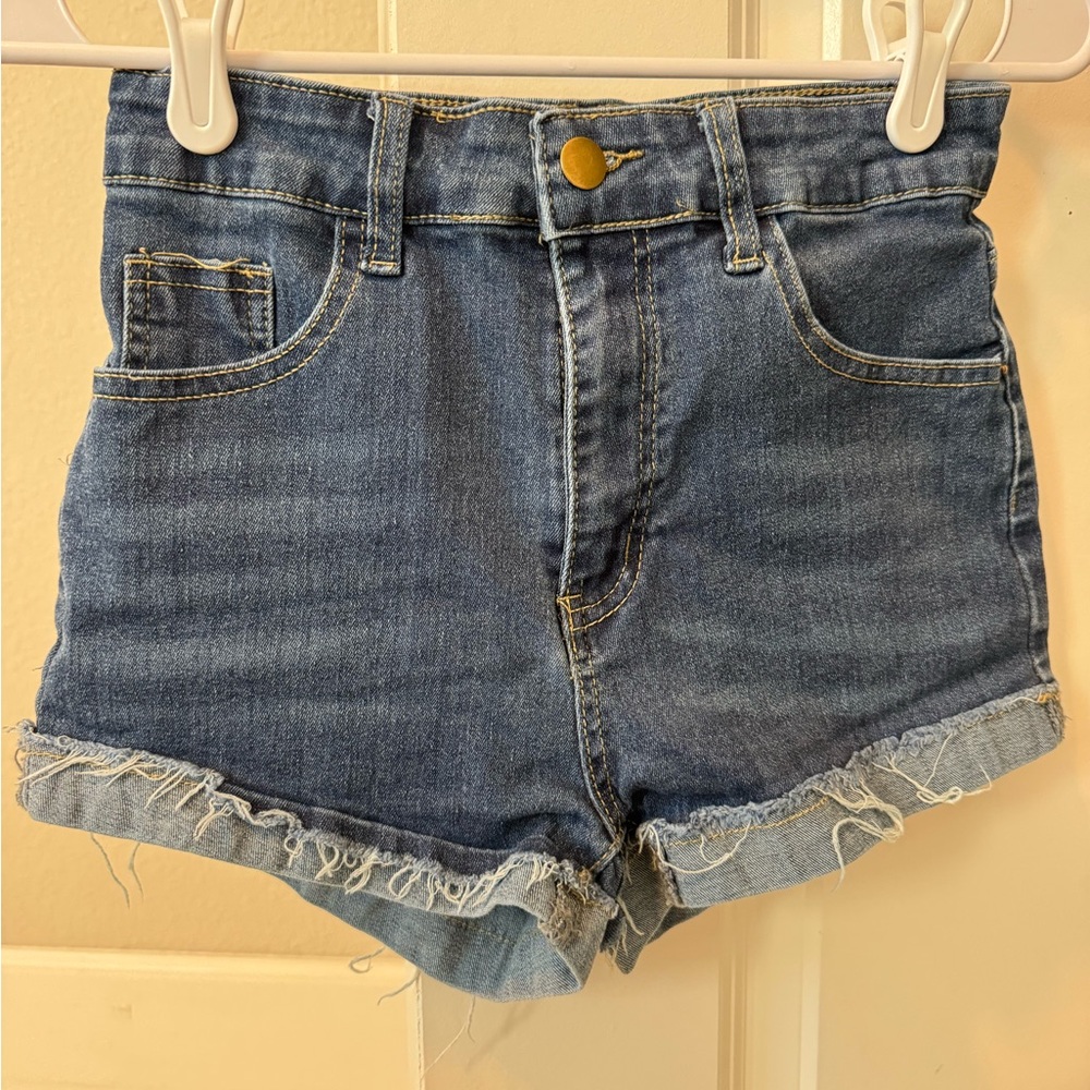 ROMWE Blue Denim High-Rise Cutoff Jean Shorts
